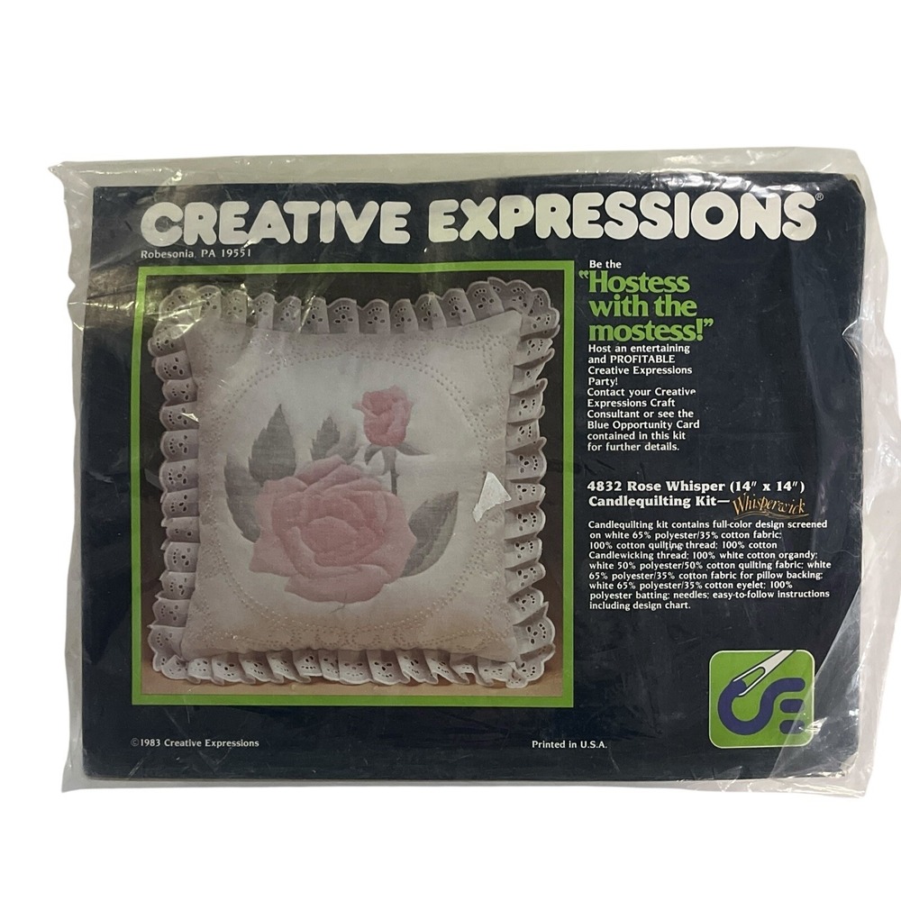Creative Expressions Rose Whisper 4832 Candlequilting Pillow Kit New 1983 USA‎